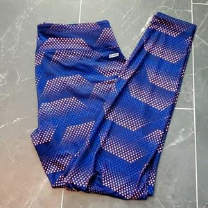 EUC workout running leggings,  blue & pink sz L